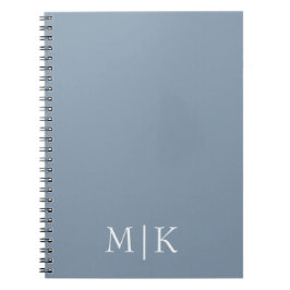 Dusty Blue en White | Modern monogram Notitieboek