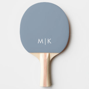 Dusty Blue en White Modern monogram Tafeltennisbatje