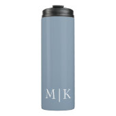 Dusty Blue en White | Modern monogram Thermosbeker (Voorkant)