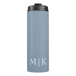 Dusty Blue en White | Modern monogram Thermosbeker