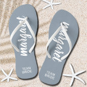 Dusty Blue en White Personalized Team Bride Teenslippers