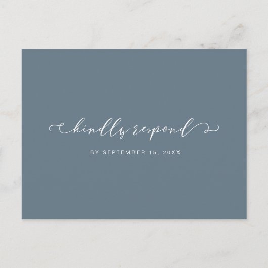 Dusty Blue en White Rsvp with Meal Choice Uitnodiging Briefkaart (Voorkant)