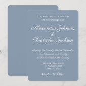 Dusty Blue en White Simple Wedding Invitation Kaart (Voorkant / Achterkant)