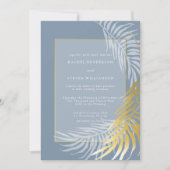 Dusty Blue en White Tropical Wedding Invitation Kaart (Voorkant)