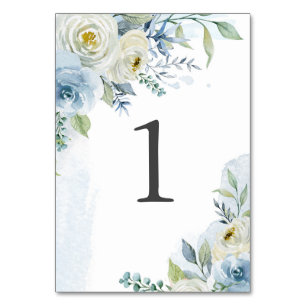 Dusty Blue en White Waterverf Flowers Wedding Kaart