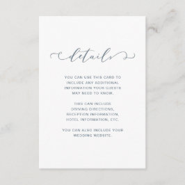 Dusty Blue en White Wedding Details Informatiekaartje