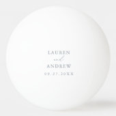 Dusty Blue en White Wedding Personalized Beer Pingpongbal (Achterkant)