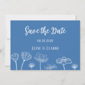 Dusty Blue en White Wildflower Save the Date Kaart (Voorkant)