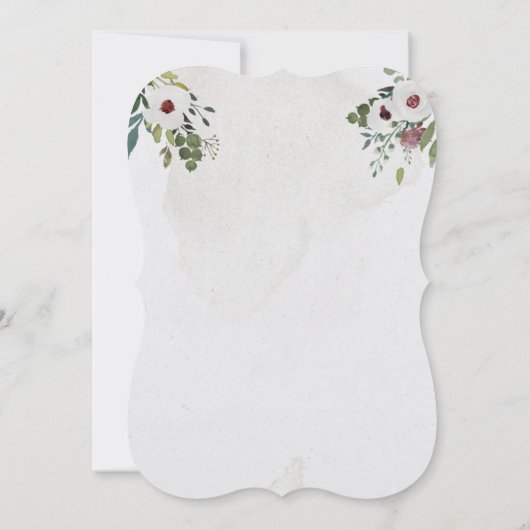 Dusty Blue en Wine Waterverf Florals Kaart (Achterkant)