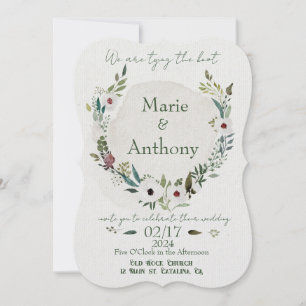 Dusty Blue en Wine Waterverf Florals Kaart