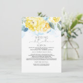 Dusty Blue en Yellow Floral bruiloft informatie Informatiekaartje (Staand voorkant)