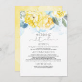 Dusty Blue en Yellow Floral bruiloft informatie Informatiekaartje (Voorkant / Achterkant)