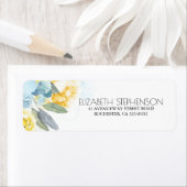 Dusty Blue en Yellow Floral Waterverf Etiket (Insitu)