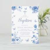 Dusty Blue Enchanted Boy of Girl Doop Kaart (Staand voorkant)