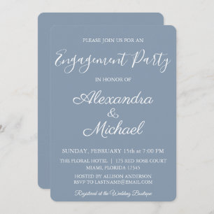 Dusty Blue Engagement Party uitnodiging