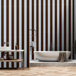 Dusty Blue & Espresso Bruin Brede 4 Inch Stripe Behang