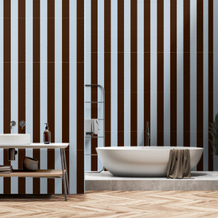 Dusty Blue & Espresso Bruin Brede 4 Inch Stripe Behang