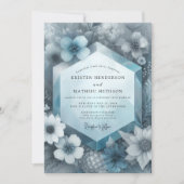 Dusty Blue Ethereal Bloom Wedding Kaart (Voorkant)