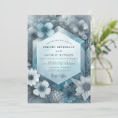 Dusty Blue Ethereal Bloom Wedding Kaart (Staand voorkant)