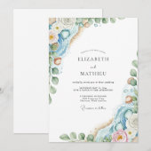 Dusty Blue Ethereal Coastal Wedding Kaart (Voorkant / Achterkant)