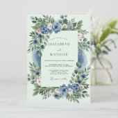 Dusty Blue Ethereal Spring Wedding Kaart (Staand voorkant)