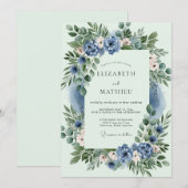 Dusty Blue Ethereal Spring Wedding Kaart (Voorkant / Achterkant)