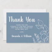 Dusty Blue Eucalyptus Baby shower Hartelijk dank Bedankkaart (Voorkant)