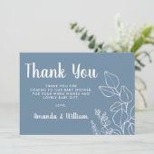 Dusty Blue Eucalyptus Baby shower Hartelijk dank Bedankkaart (Staand voorkant)