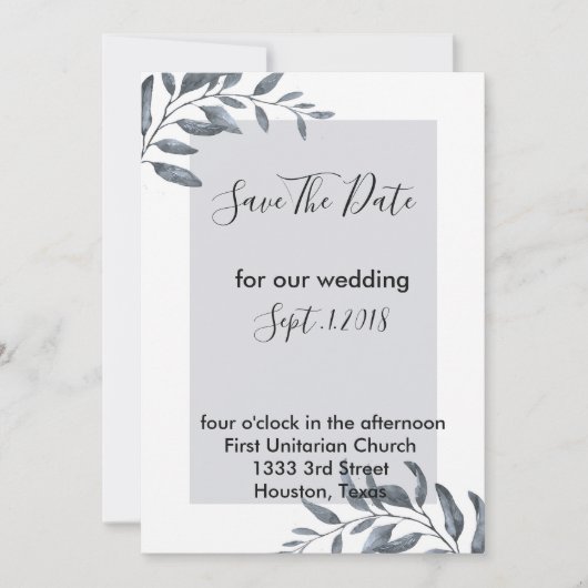 Dusty Blue Eucalyptus bewaart de datum Kaart (Voorkant)