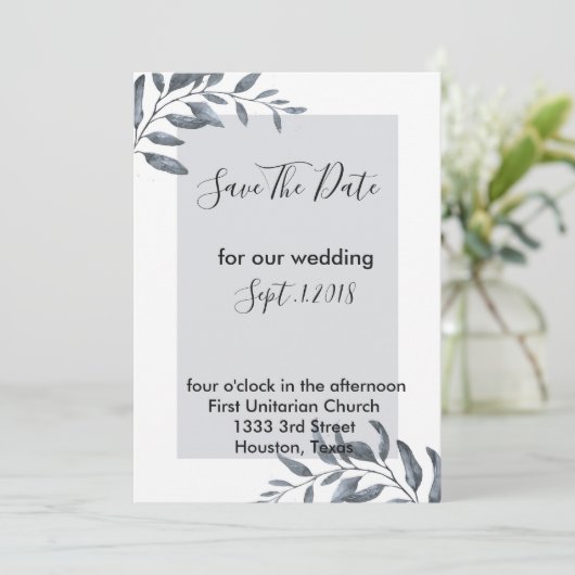 Dusty Blue Eucalyptus bewaart de datum Kaart (Staand voorkant)