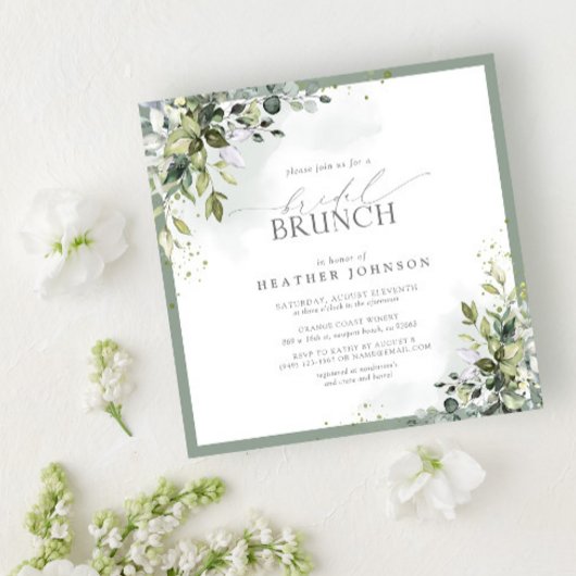 Dusty Blue Eucalyptus Botanical Bridal Brunch Kaart