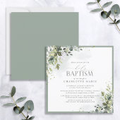Dusty Blue Eucalyptus Botanical Floral Baptisme Kaart