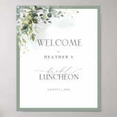 Dusty Blue Eucalyptus Botanical Luncheon Welkom Poster (Voorkant)