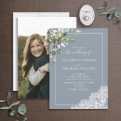 Dusty Blue Eucalyptus Botanical Photo Weddenschap Kaart