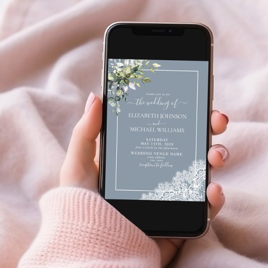 Dusty Blue Eucalyptus Botanical Photo Weddenschap Kaart