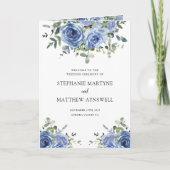 Dusty Blue Eucalyptus Botanical Wedding Programme Programma (Voorkant)