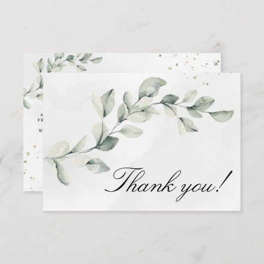 Dusty Blue Eucalyptus Botanical Wedding RSVP Enclo Informatiekaartje (Voorkant / Achterkant)
