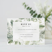 Dusty Blue Eucalyptus Botanical Wedding RSVP Informatiekaartje (Staand voorkant)
