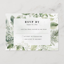Dusty Blue Eucalyptus Botanical Wedding RSVP Informatiekaartje