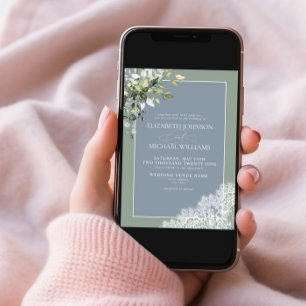 Dusty Blue Eucalyptus Botanical Wood Weddenschap I Kaart