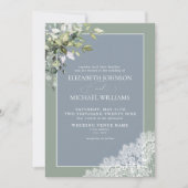 Dusty Blue Eucalyptus Botanical Wood Weddenschap I Kaart (Voorkant)