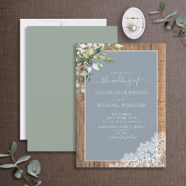 Dusty Blue Eucalyptus Botanical Wood Weddenschap Kaart