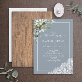 Dusty Blue Eucalyptus Botanical Wood Weddenschap Kaart