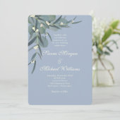 Dusty Blue | Eucalyptus Botanische bruiloft Kaart (Staand voorkant)