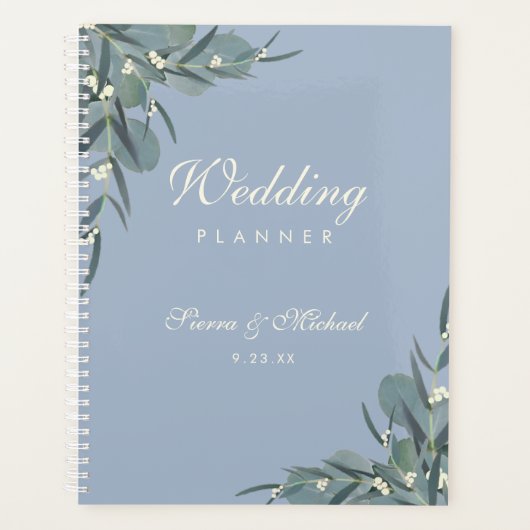 Dusty Blue | Eucalyptus Botanische bruiloft Planner (Voorkant)