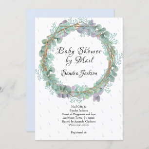 Dusty Blue Eucalyptus Boy Baby shower per Mail Kaart