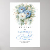 Dusty Blue Eucalyptus Bridal Shower Welcome Poster (Voorkant)