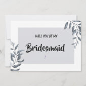 Dusty Blue Eucalyptus Bridesmaid Kaart (Voorkant)