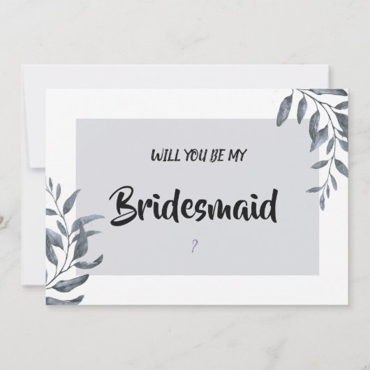 Dusty Blue Eucalyptus Bridesmaid Kaart (Voorkant)