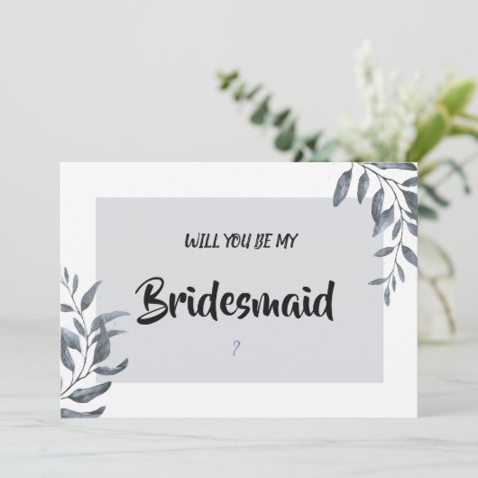Dusty Blue Eucalyptus Bridesmaid Kaart (Staand voorkant)